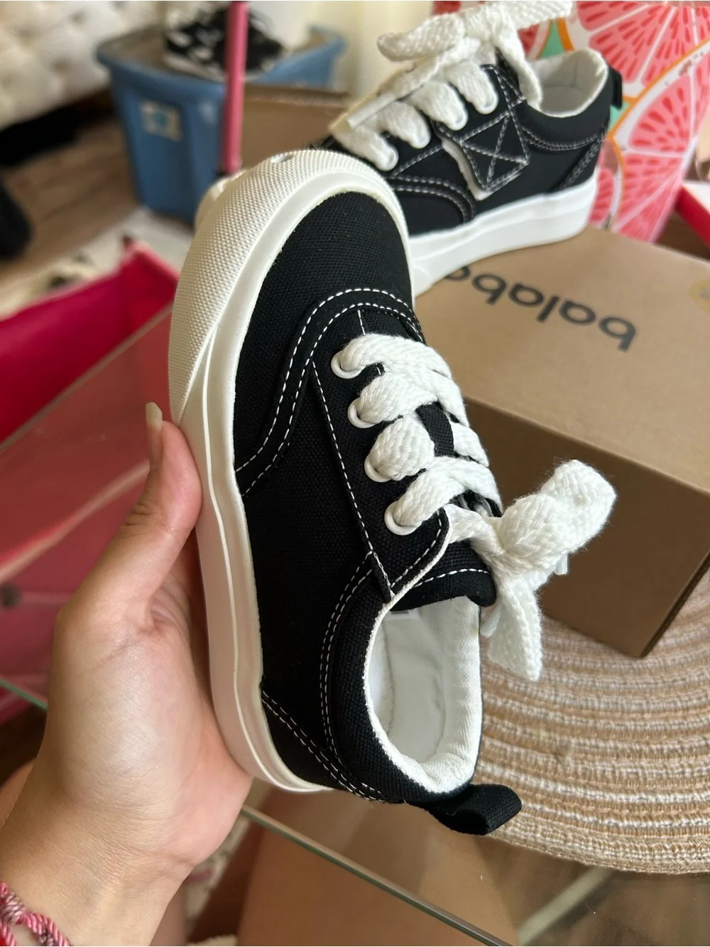 Black Kids Sneakers with White Trim